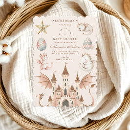 Ein kleiner Drache ist auf dem Weg Babydusche Einladung