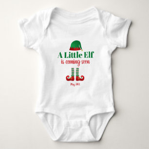 Ein kleiner Elf kommt bald Weihnachten personalisi Baby Strampler
