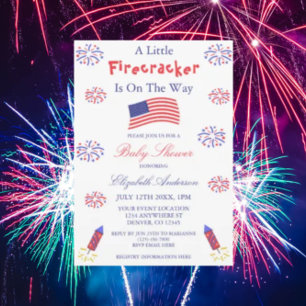 Ein kleiner Firecracker ist auf dem Weg zur Babydu Einladung