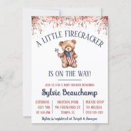 Ein kleiner Firecracker ist unterwegs! Babyparty Einladung