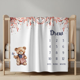 Ein kleiner Firecracker Teddy Bear Baby Milestone Fleecedecke