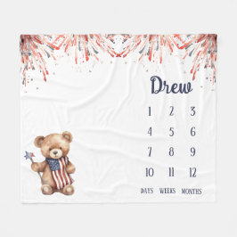 Ein kleiner Firecracker Teddy Bear Baby Milestone Fleecedecke