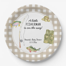 Ein kleiner Fischer ist auf dem Weg Baby Dusche Pappteller