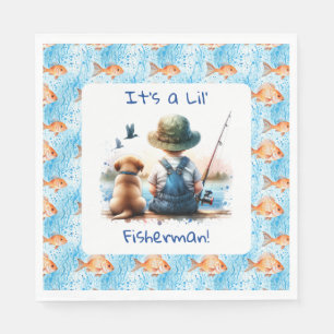Ein kleiner Fisherman   Babydusche für niedliche J Serviette