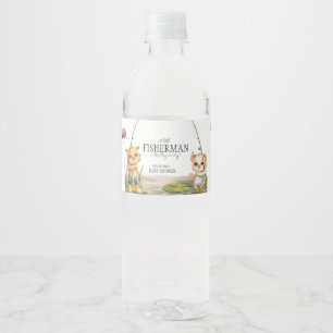 Ein kleiner Fisherman taucht in der Joy Baby Dusch Wasserflaschenetikett