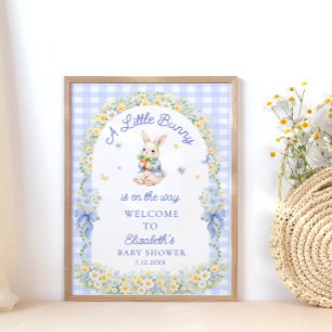 Ein kleiner Hase ist auf dem Weg Baby Shower Willk Poster