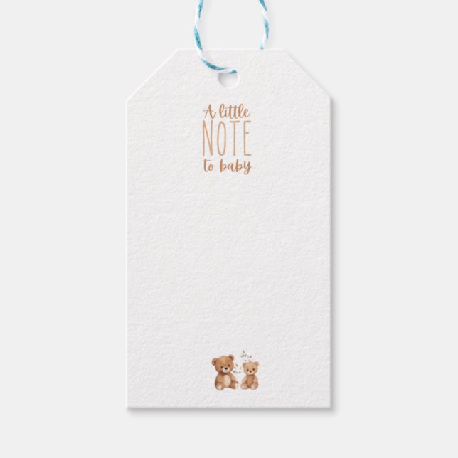 Ein kleiner Hinweis auf Babyaufkleber im Inside Bo Geschenkanhänger (Vorderseite)