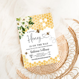 Ein kleiner Honig ist auf dem Weg Bee Theme Baby D Einladung