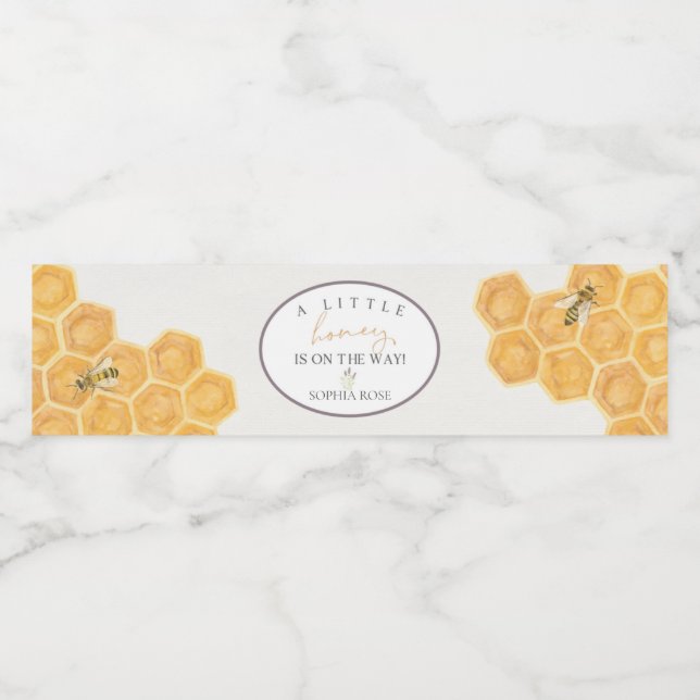 ein kleiner Honig ist auf dem Weg, Honigbienen Dus Wasserflaschenetikett (Einzelnes Label)