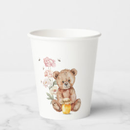 Ein kleiner Honig ist auf dem Weg Papier Cups Pappbecher