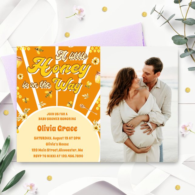 Ein kleiner Honig ist auf dem Weg zum Baby Dusche  Einladung (Von Creator hochgeladen)