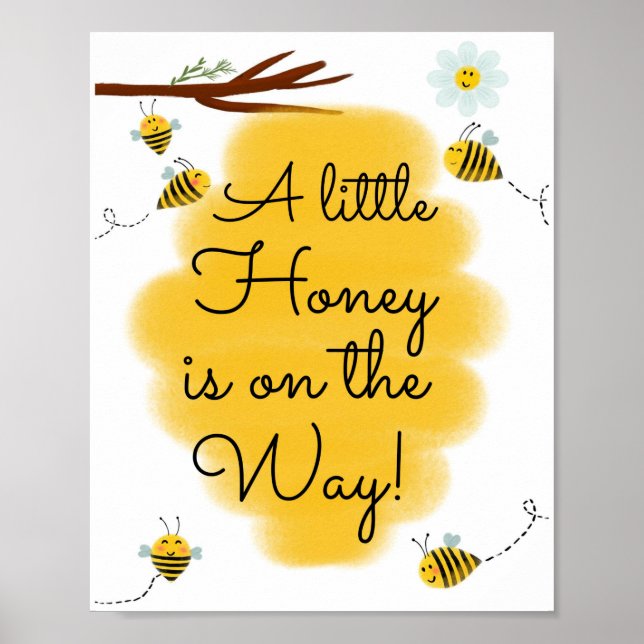 Ein kleiner Honig ist unterwegs | BienenBaby-Dusch Poster (Vorne)
