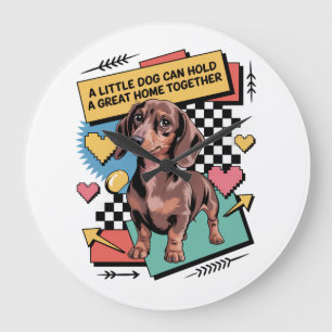 Ein kleiner Hund kann ein großes Zuhause zusammenh Große Wanduhr