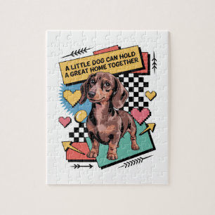 Ein kleiner Hund kann ein großes Zuhause zusammenh Puzzle