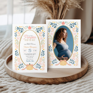 Ein kleiner Kürbis auf dem Weg Bow Baby Shower Fot Einladung