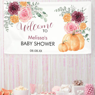 Ein kleiner Kürbis auf dem Weg fallen Baby Dusche Banner