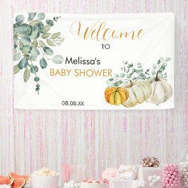 Ein kleiner Kürbis auf dem Weg fallen Baby Dusche Banner
