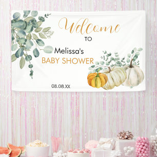 Ein kleiner Kürbis auf dem Weg fallen Baby Dusche Banner