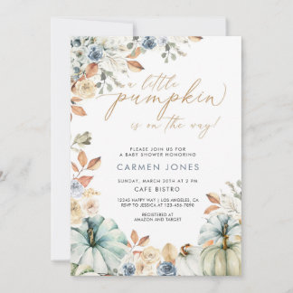 Ein kleiner Kürbis auf dem Weg zur Kinderdusche Einladung