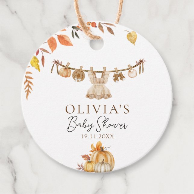 Ein kleiner Kürbis auf ihrem Weg, Fall Boho Baby D Geschenkanhänger (Vorderseite)
