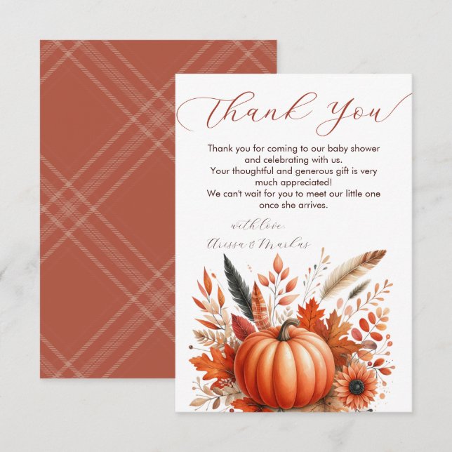 Ein kleiner Kürbis Autumn Danke Note Card (Vorne/Hinten)