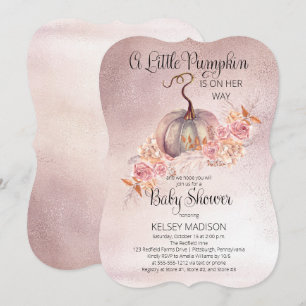 Ein kleiner Kürbis blüht die rosa Babydusche Einladung