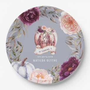 Ein kleiner Kürbis, blumengeschmückt Herbst 1. Geb Pappteller