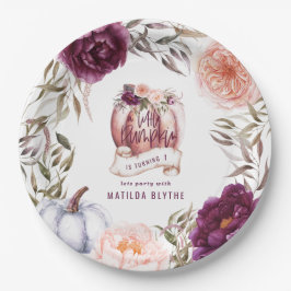 Ein kleiner Kürbis, blumengeschmückt Herbst 1. Geb Pappteller