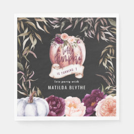 Ein kleiner Kürbis, blumengeschmückt Herbst 1. Geb Serviette