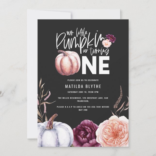 Ein kleiner Kürbis, blumengeschmückt im Herbst 1. (Vorderseite)