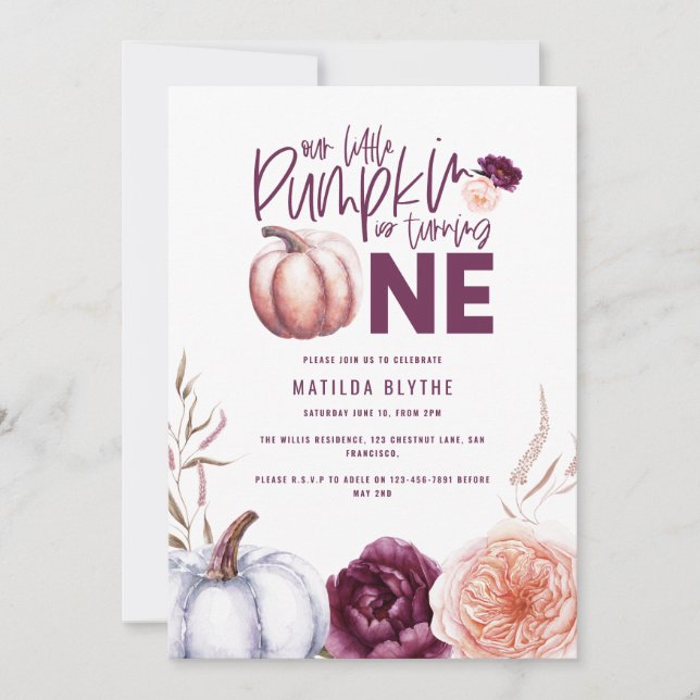 Ein kleiner Kürbis, blumengeschmückt im Herbst 1. (Vorderseite)