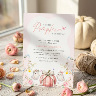 Ein kleiner Kürbis Boo Niedliche rosa Babyparty Einladung