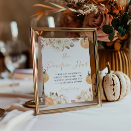 Ein kleiner Kürbis fällt das Schnuller-Jäger-Spiel Sockelschild