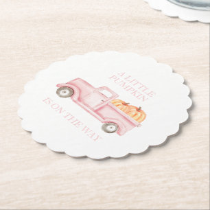 Ein kleiner Kürbis hellrosa Lastwagen-Baby-Party Untersetzer