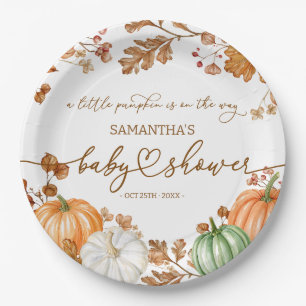 Ein Kleiner Kürbis Herbst Baby Shower Blätter & Kü Pappteller