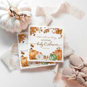 Ein kleiner Kürbis Herbst Baby Shower Blätter & Kü Serviette
