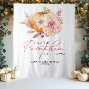 Ein kleiner Kürbis Herbst Baby Shower Hintergrund Wandteppich