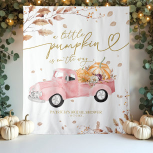 Ein kleiner Kürbis Herbst Baby Shower Hintergrund Wandteppich