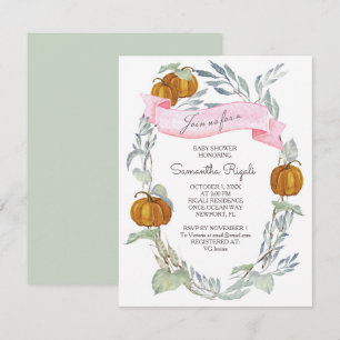 Ein Kleiner Kürbis Herbst Blätter Babyparty Einladung