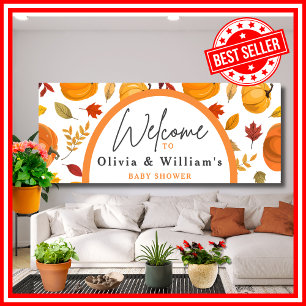 Ein Kleiner Kürbis Herbst Floral Baby Shower Banner