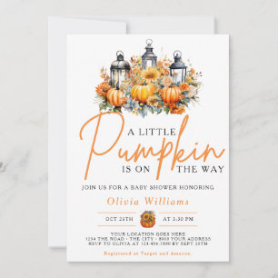 Ein kleiner Kürbis Herbst Floral Baby Shower Einladung
