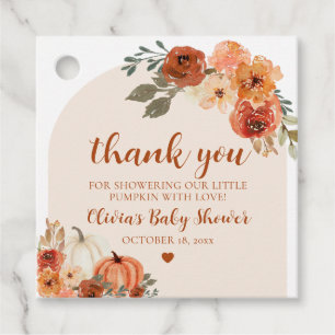 Ein kleiner Kürbis Herbst Floral Baby Shower Geschenkanhänger