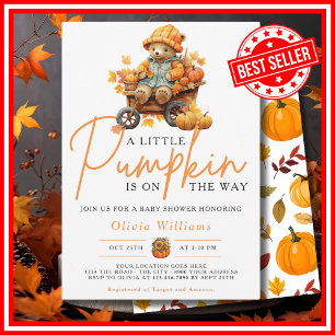 Ein kleiner Kürbis Herbst Herbst CUTE BEAR Babypar Einladung