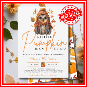 Ein kleiner Kürbis Herbst Herbst CUTE OWL Baby Sho Einladung