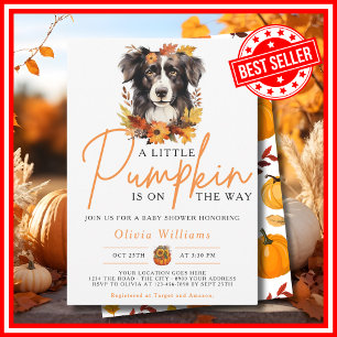 Ein kleiner Kürbis Herbst Herbst DOG Baby Shower Einladung