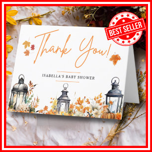 Ein kleiner Kürbis Herbst Herbst Floral Baby Showe Dankeskarte
