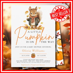 Ein kleiner Kürbis Herbst Herbst SQUIRREL Babypart Einladung