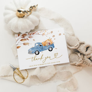 Ein kleiner Kürbis Herbst Junge Baby Shower Danke Einladung