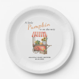 Ein kleiner Kürbis ist auf dem Weg Baby Dusche Pappteller