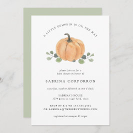 Ein kleiner Kürbis ist auf dem Weg Fall Wasserfarb Einladung